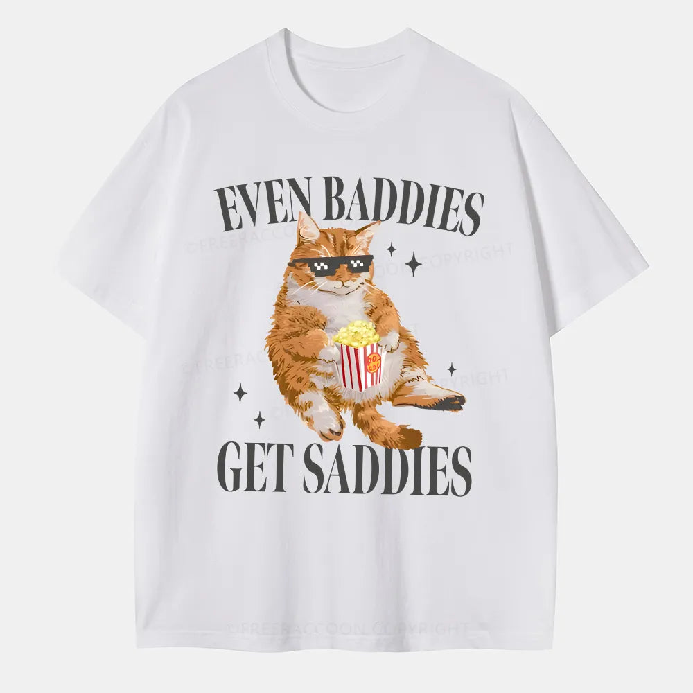 Vintage Cat Even Baddies Get Saddies Classic T-Shirt