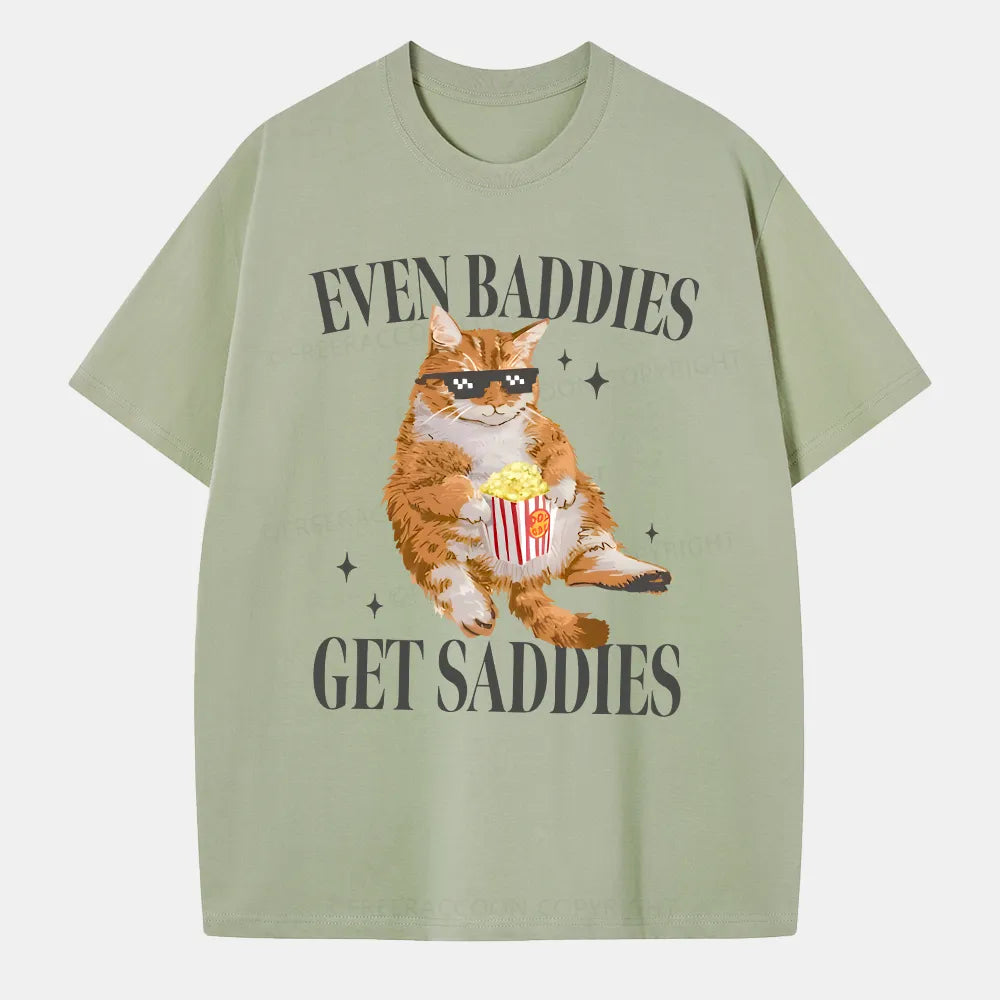 Vintage Cat Even Baddies Get Saddies Classic T-Shirt