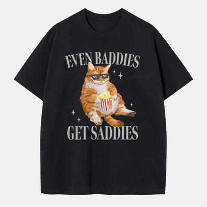 Vintage Cat Even Baddies Get Saddies Classic T-Shirt