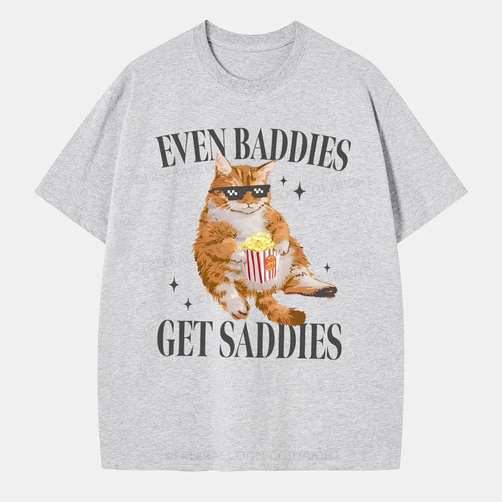 Vintage Cat Even Baddies Get Saddies Classic T-Shirt