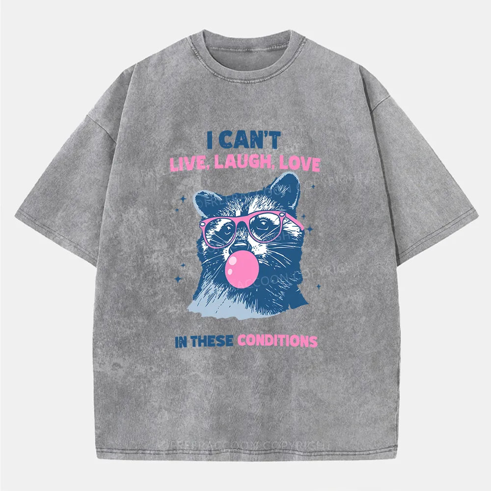 Vintage Can'T Live Laugh Love Raccoon Washed T-Shirt