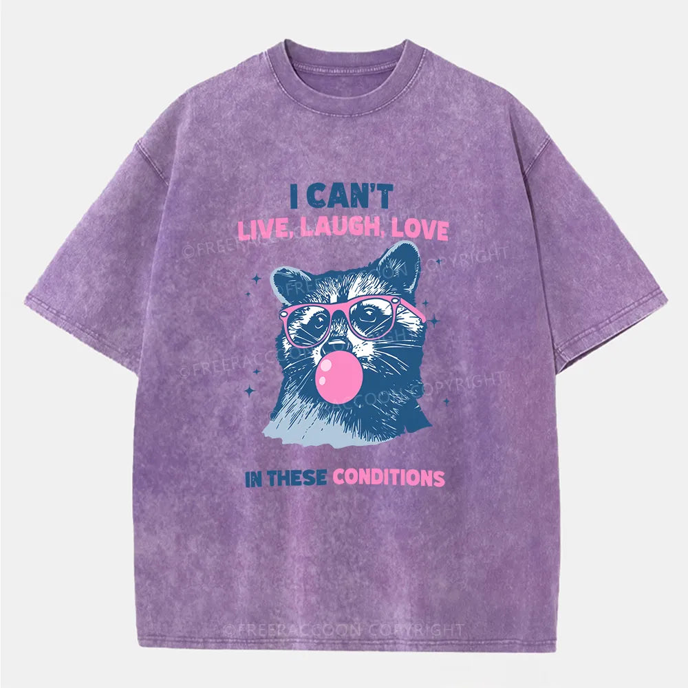 Vintage Can'T Live Laugh Love Raccoon Washed T-Shirt