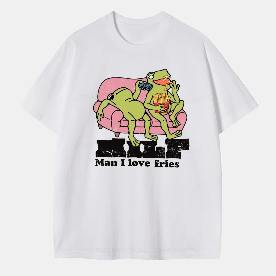 Vintage Man I Love Fries Classic T-Shirt