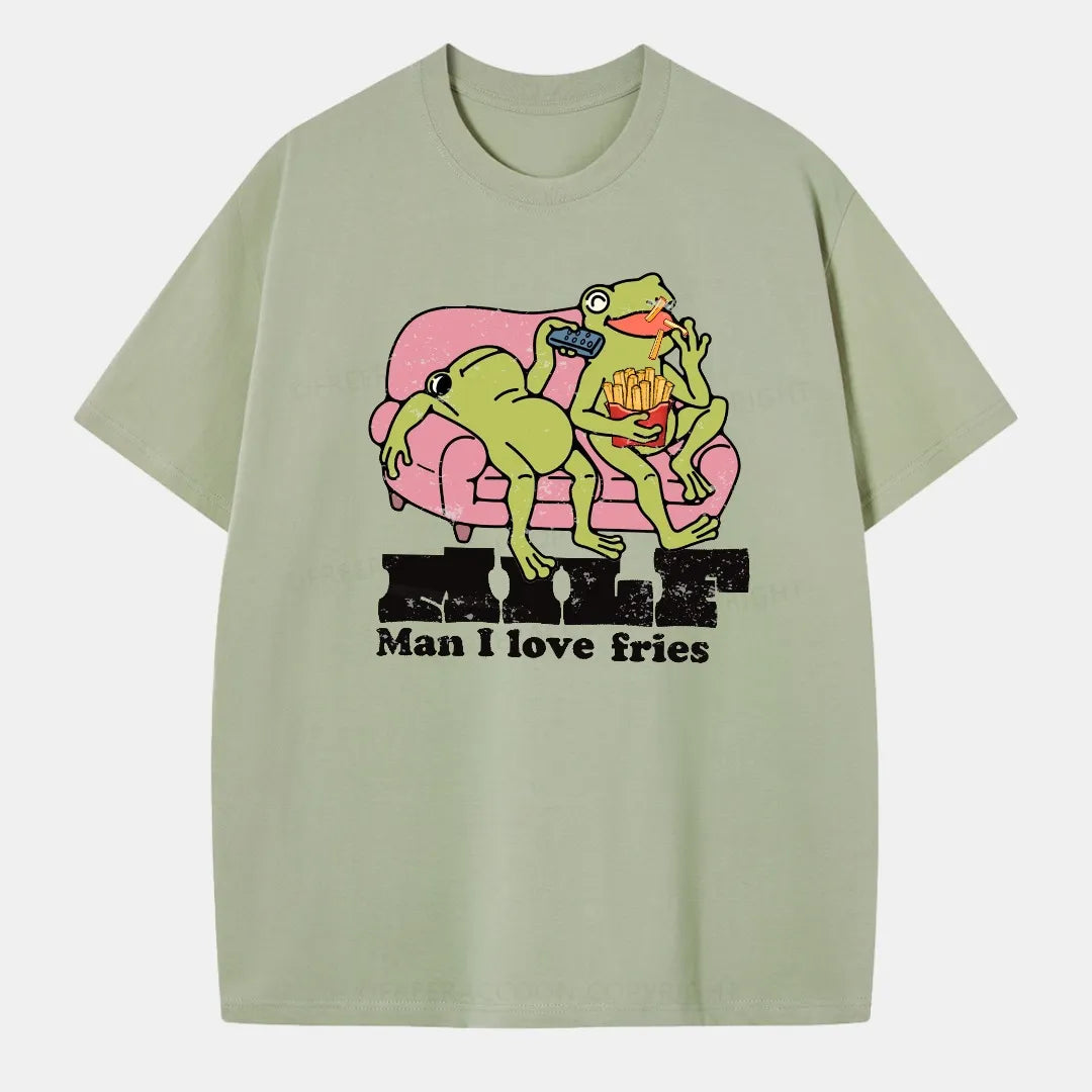 Vintage Man I Love Fries Classic T-Shirt