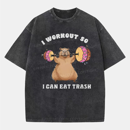 Vintage I Workout, So I Can Eat Trash Washed T-Shirt