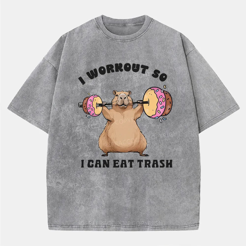 Vintage I Workout, So I Can Eat Trash Washed T-Shirt