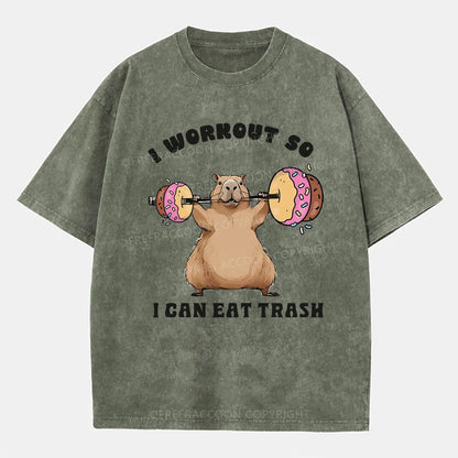 Vintage I Workout, So I Can Eat Trash Washed T-Shirt