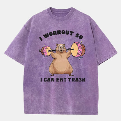 Vintage I Workout, So I Can Eat Trash Washed T-Shirt