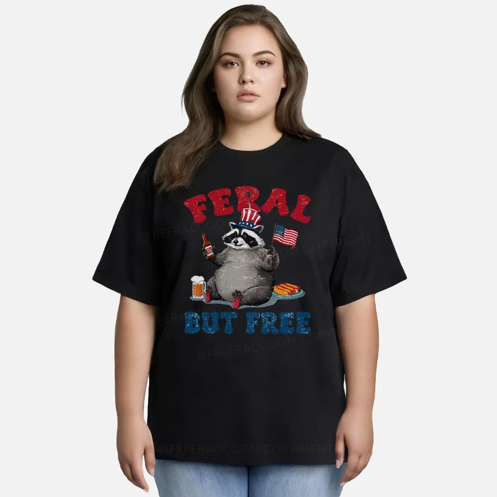 Vintage Funny Raccoon 4Th Of July Feral But Free Classic T-Shirt