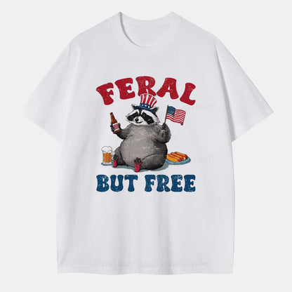 Vintage Funny Raccoon 4Th Of July Feral But Free Classic T-Shirt