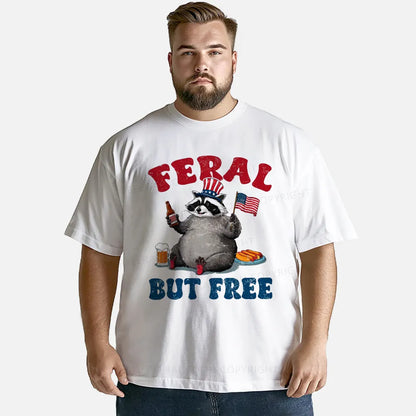 Vintage Funny Raccoon 4Th Of July Feral But Free Classic T-Shirt