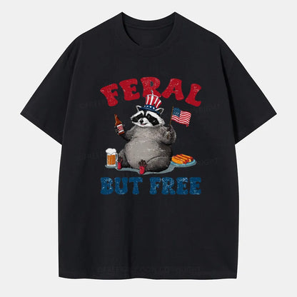 Vintage Funny Raccoon 4Th Of July Feral But Free Classic T-Shirt