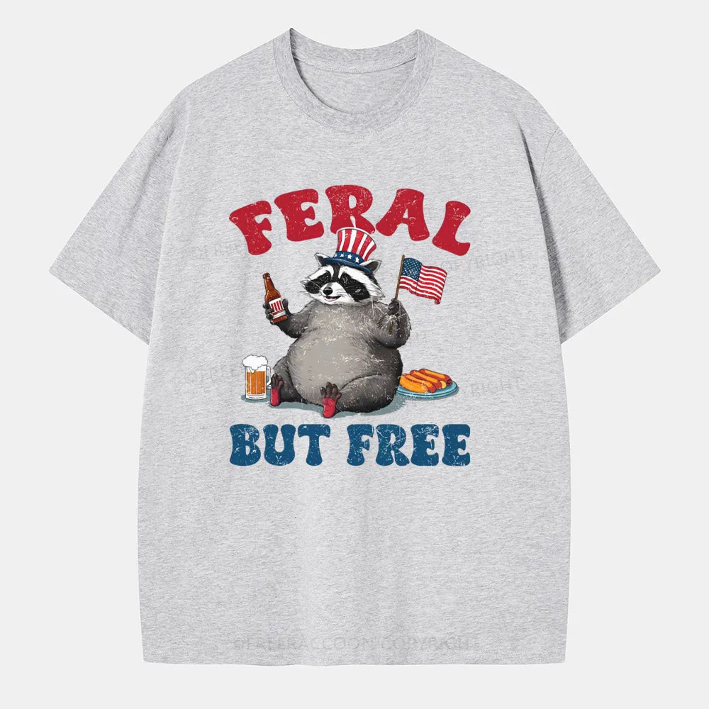 Vintage Funny Raccoon 4Th Of July Feral But Free Classic T-Shirt