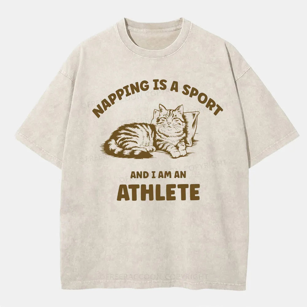 Vintage Napping Is A Sport And I Am An Athlete Washed T-Shirt