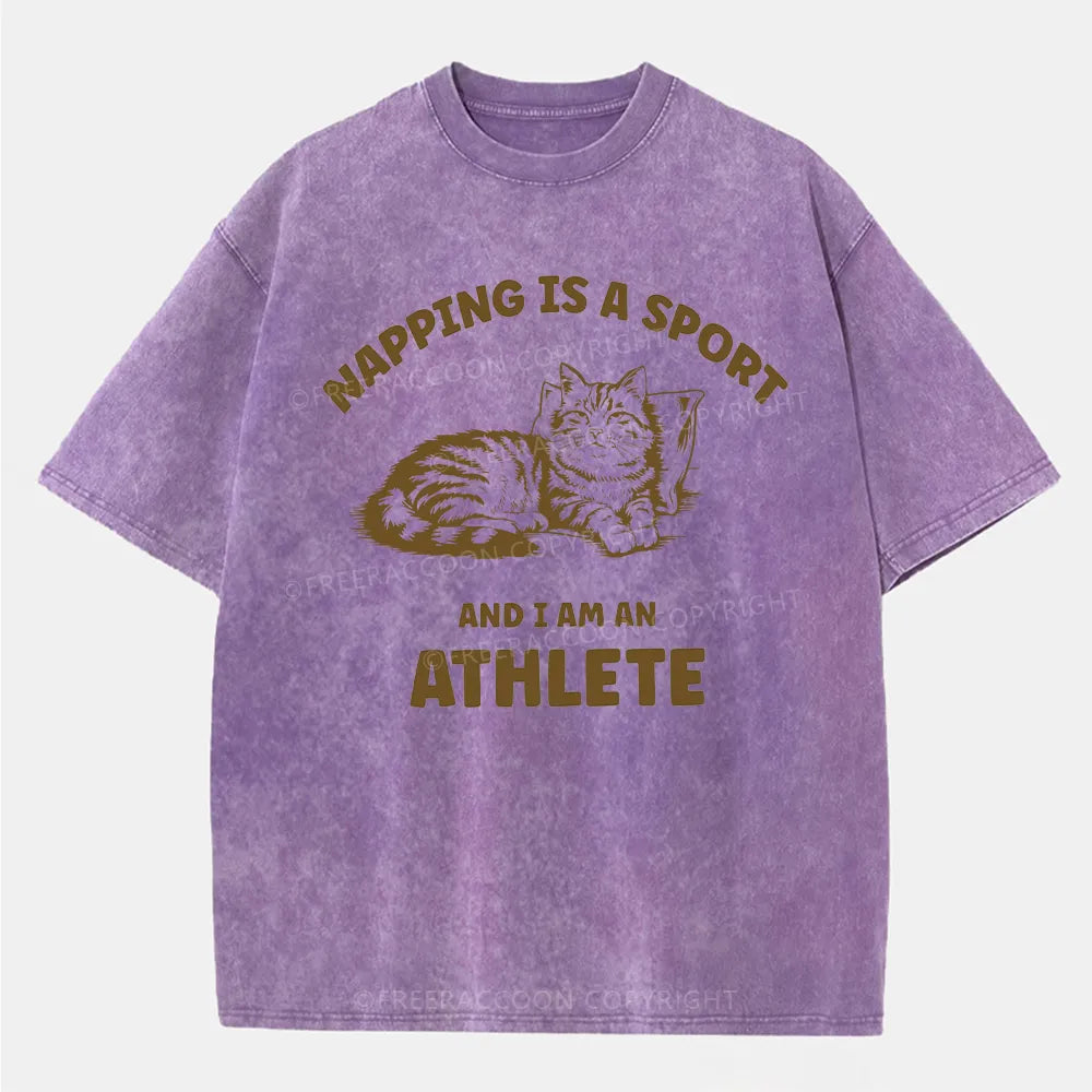 Vintage Napping Is A Sport And I Am An Athlete Washed T-Shirt