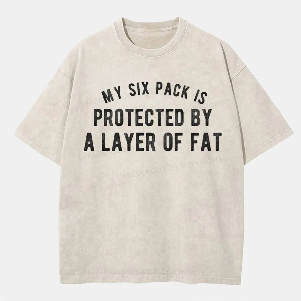 Vintage My Six Pack Is Protected By A Layer Of Fat Washed T-Shirt