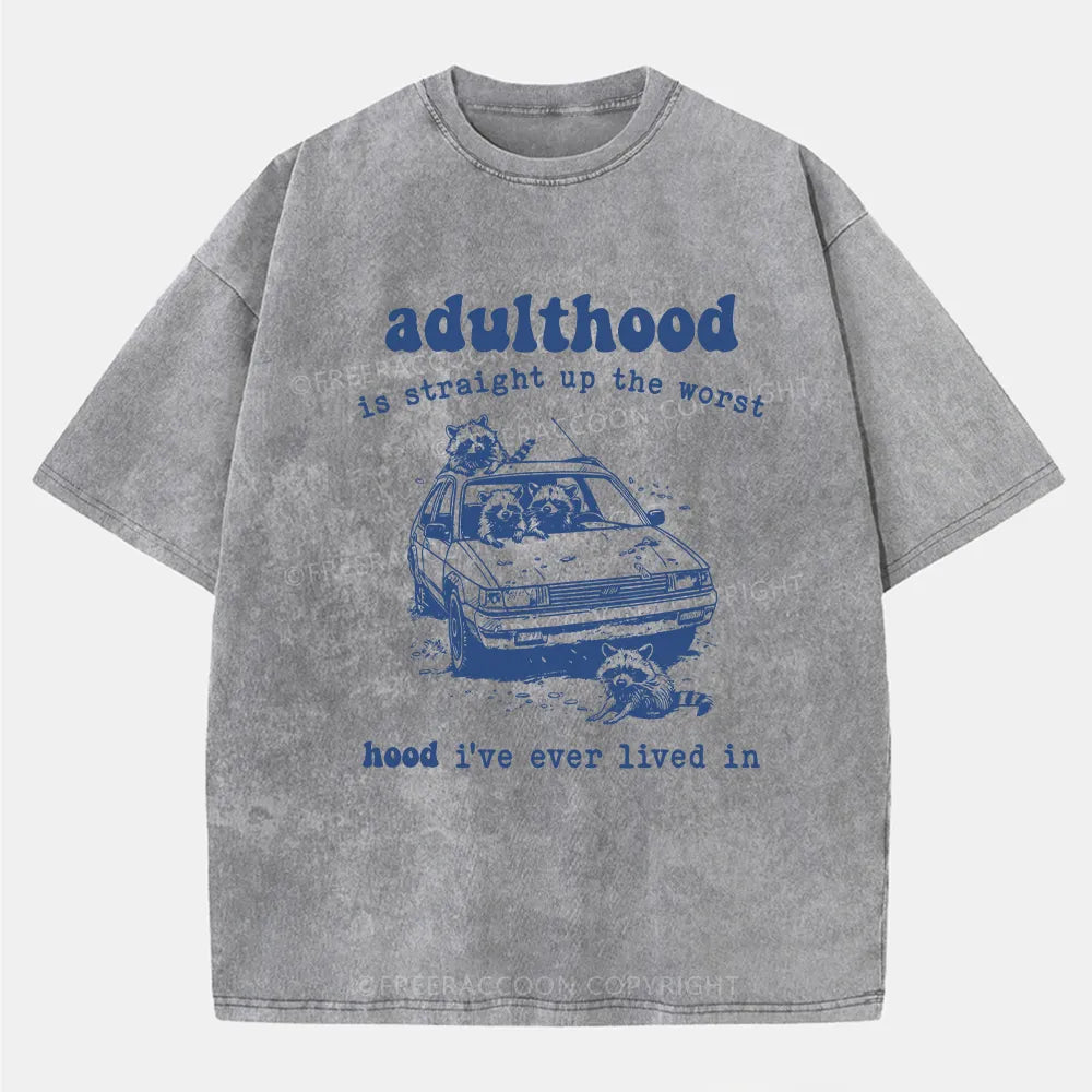 Vintage Adulthood Is The Worst Hood Washed T-Shirt