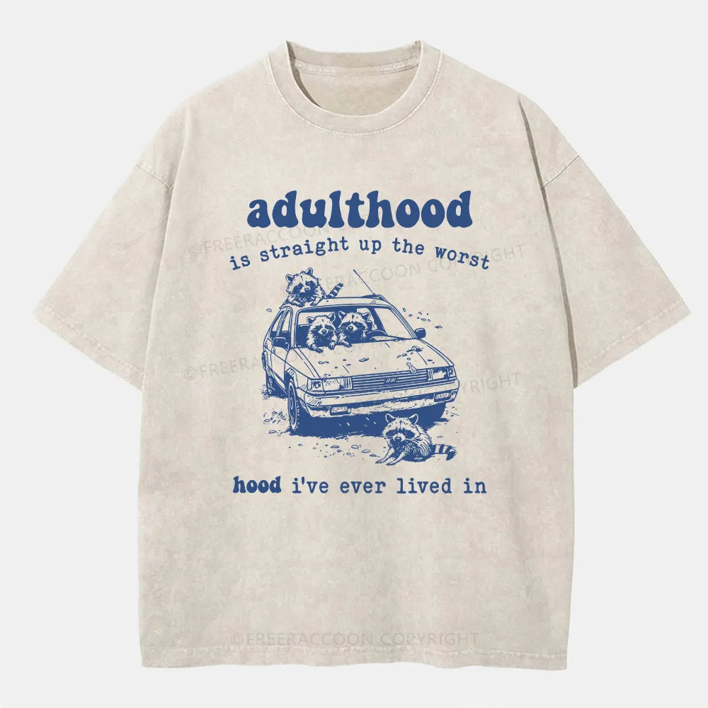 Vintage Adulthood Is The Worst Hood Washed T-Shirt