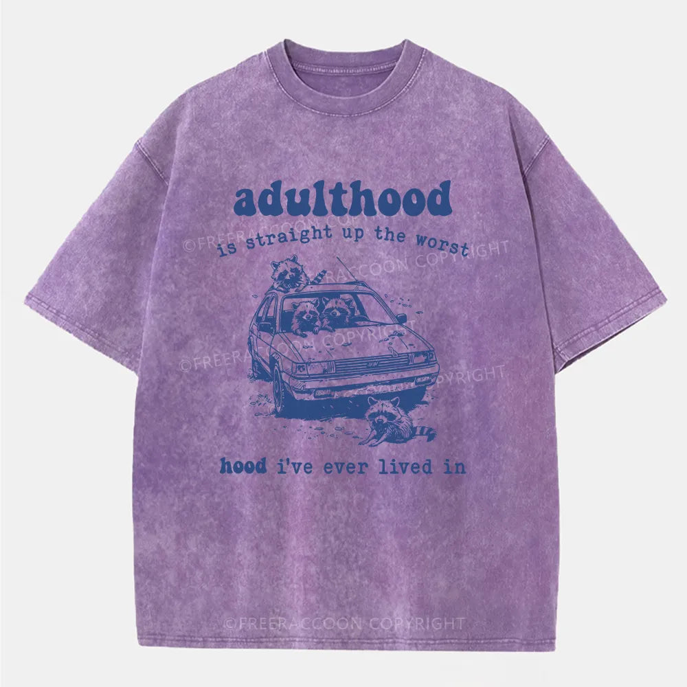 Vintage Adulthood Is The Worst Hood Washed T-Shirt