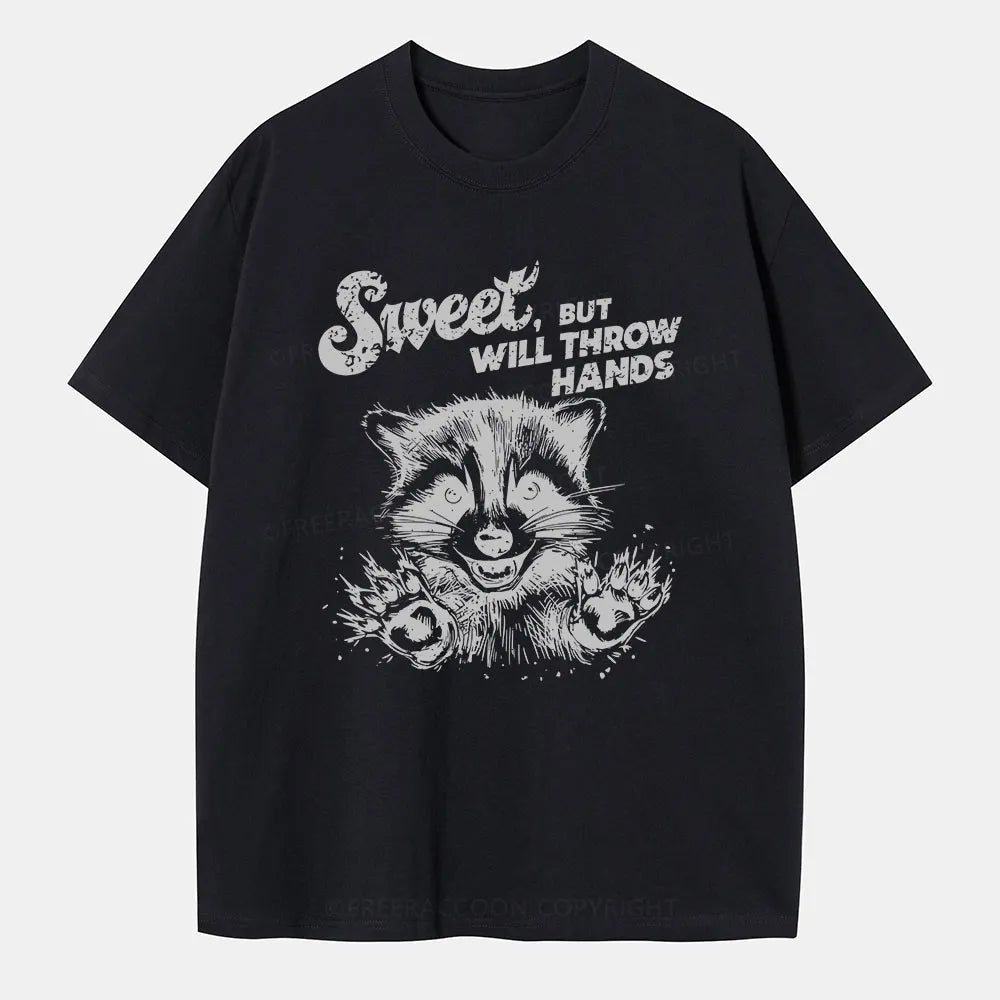 Vintage Sweet But Will Throw Hands Funny Classic T-Shirt