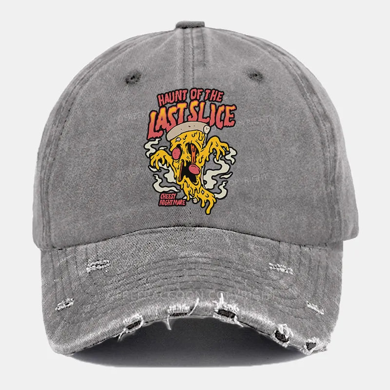 Vintage Haunt Of The Last Slice Pizza Ripped Washed Cap