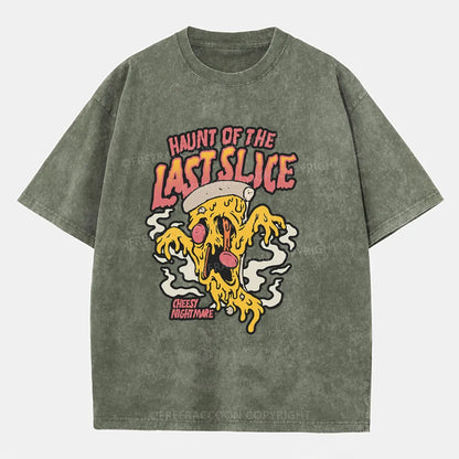 Vintage Haunt Of The Last Slice Pizza Washed T-Shirt