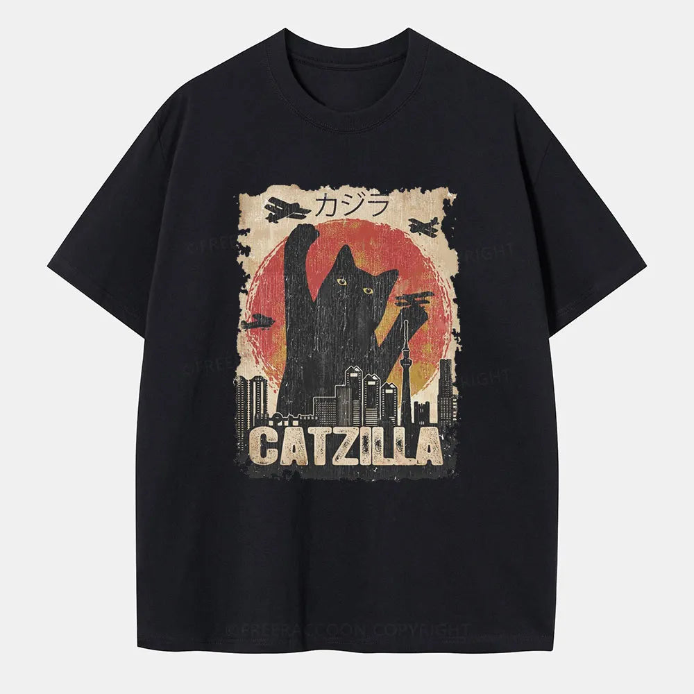 Vintage Catzilla Funny Black Cat Classic T-Shirt