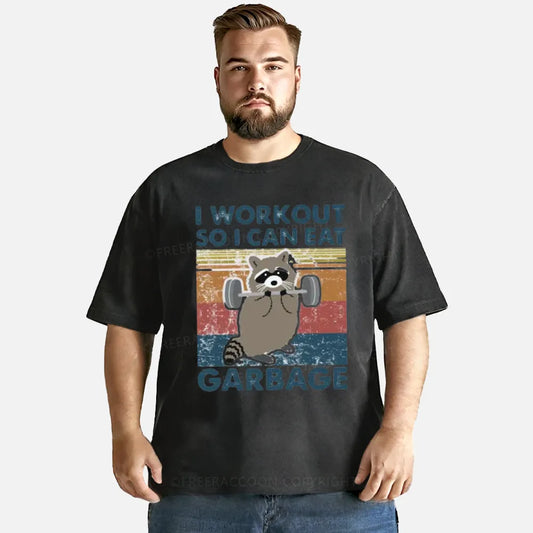 Vintage Raccoon I Workout So I Can Eat Garbage Washed T-Shirt