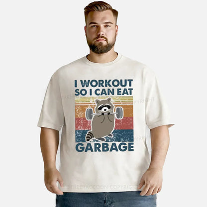 Vintage Raccoon I Workout So I Can Eat Garbage Washed T-Shirt