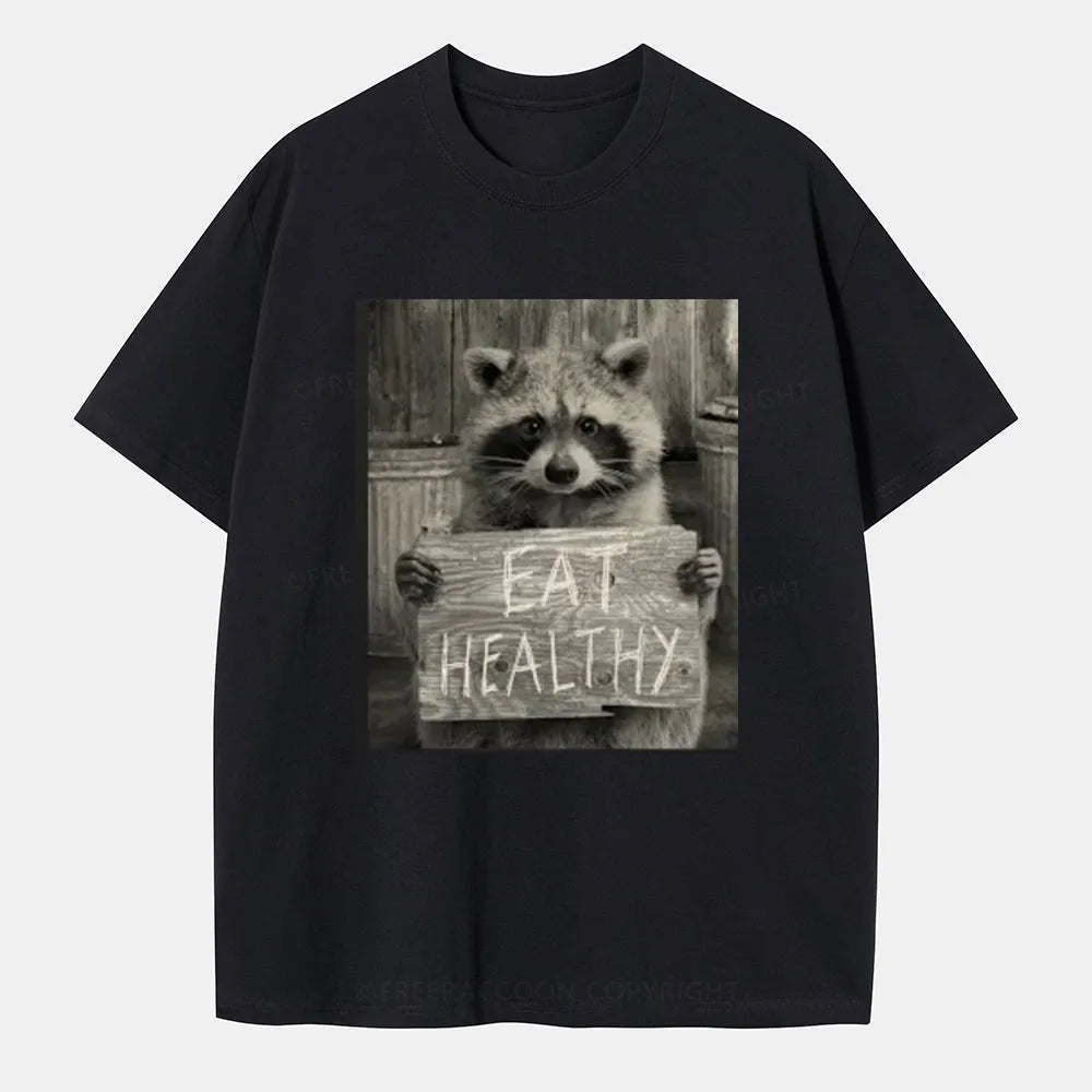 Vintage Trash Raccoon Eat Healthy Classic T-Shirt