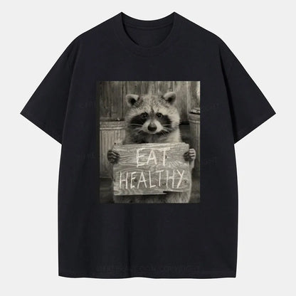 Vintage Trash Raccoon Eat Healthy Classic T-Shirt