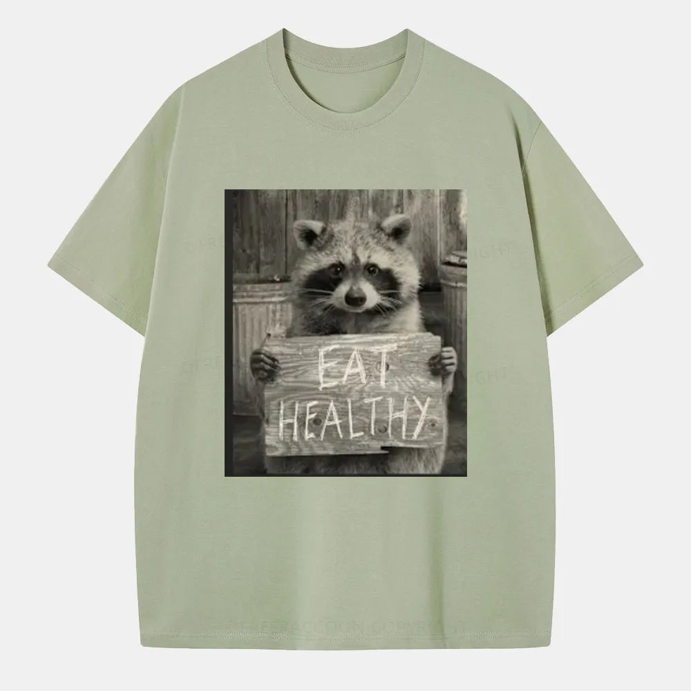 Vintage Trash Raccoon Eat Healthy Classic T-Shirt