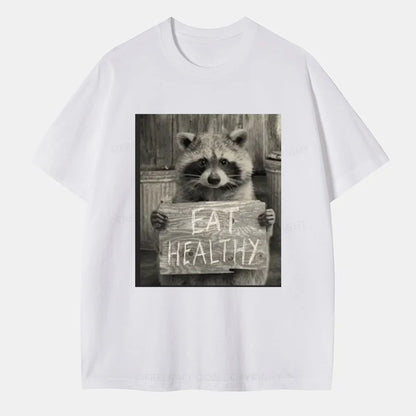 Vintage Trash Raccoon Eat Healthy Classic T-Shirt