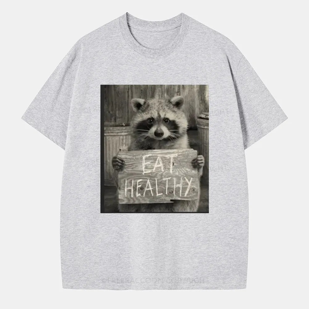 Vintage Trash Raccoon Eat Healthy Classic T-Shirt