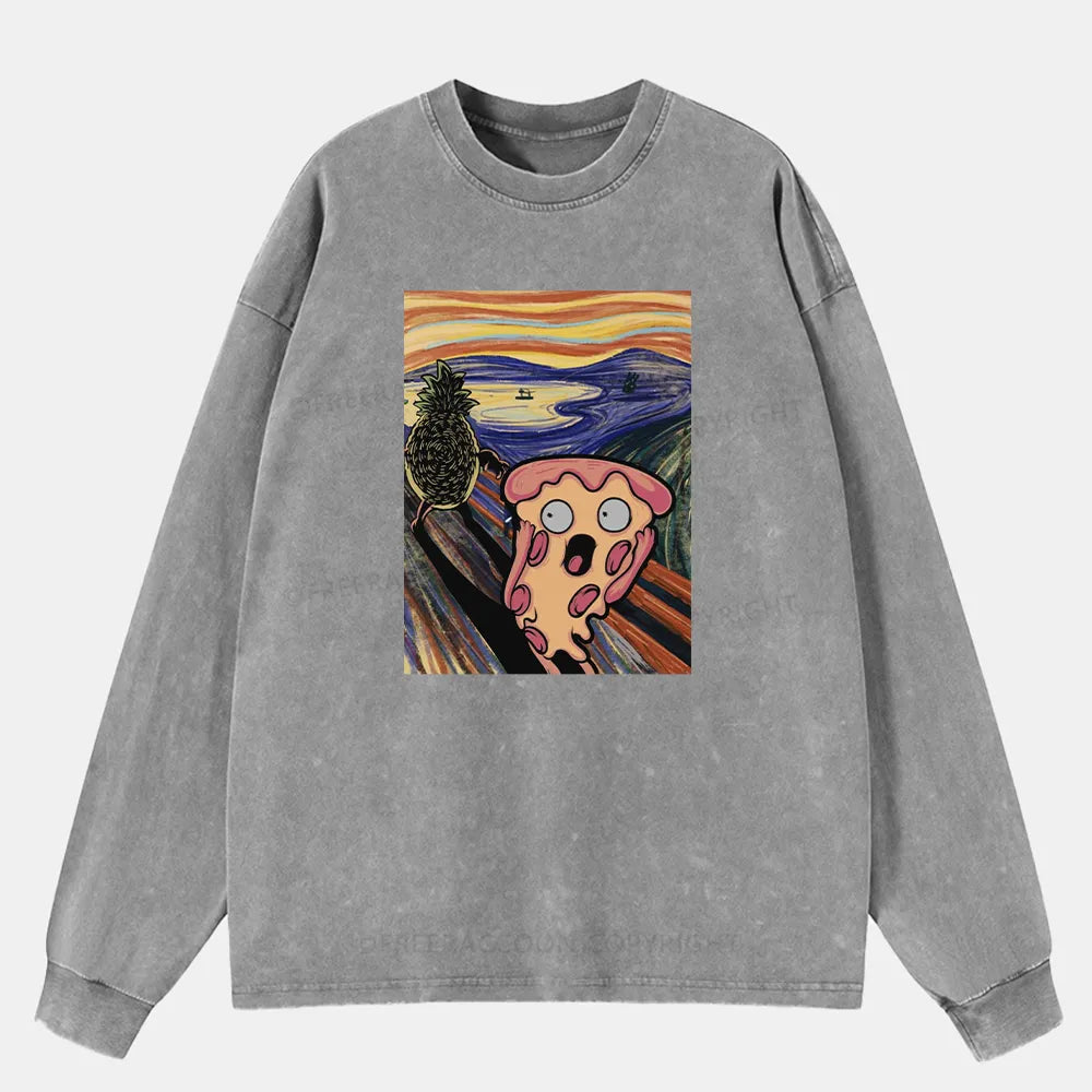 Vintage Pizza Nightmare Washed Long Sleeve Shirt