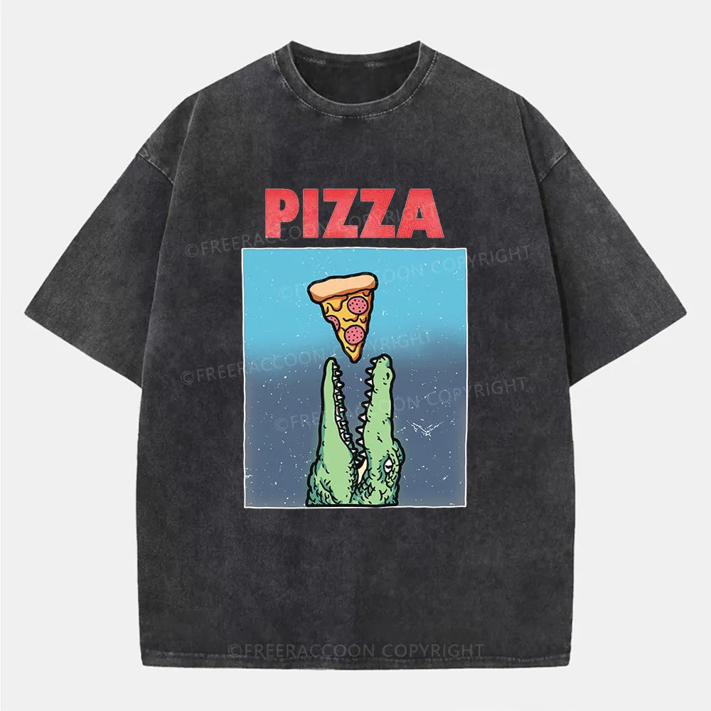 Vintage Pizza Crocodile Washed T-Shirt