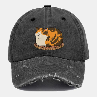 Vintage Fluffy Cat Ripped Washed Cap