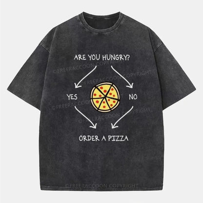 Vintage Are You Hungry? Yes/No. Order A Pizza Washed T-Shirt