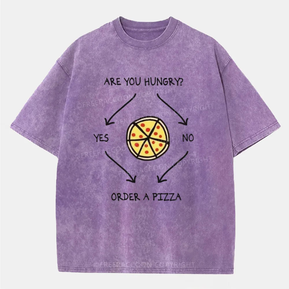 Vintage Are You Hungry? Yes/No. Order A Pizza Washed T-Shirt