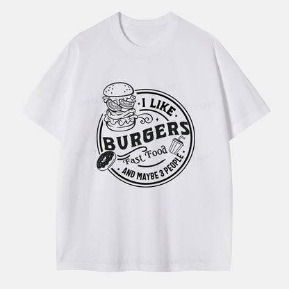 Vintage I Like Burgers, Fast Food, And Maybe 3 People Classic T-Shirt