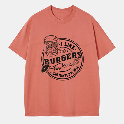 Vintage I Like Burgers, Fast Food, And Maybe 3 People Classic T-Shirt