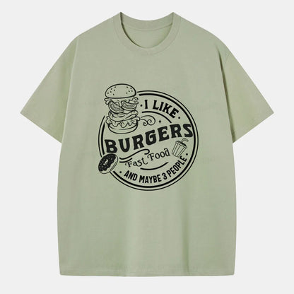 Vintage I Like Burgers, Fast Food, And Maybe 3 People Classic T-Shirt