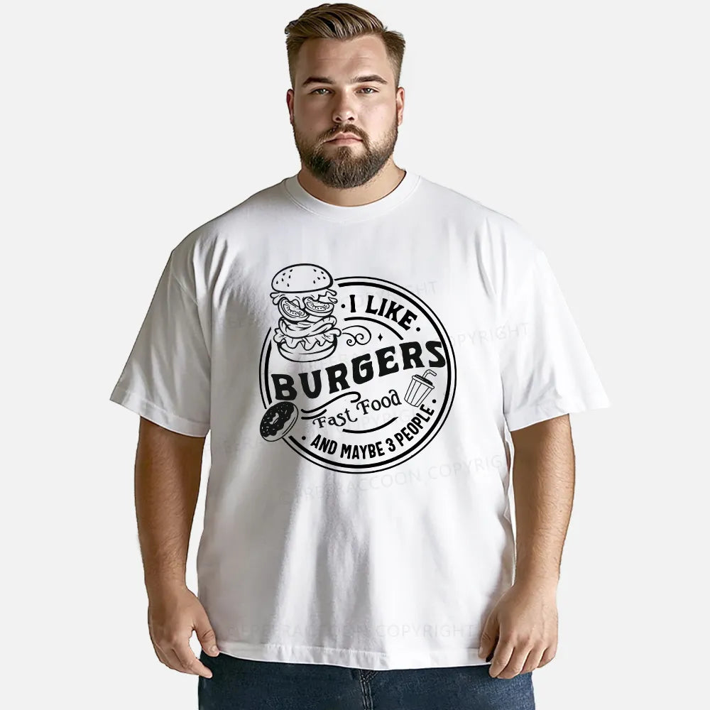 Vintage I Like Burgers, Fast Food, And Maybe 3 People Classic T-Shirt