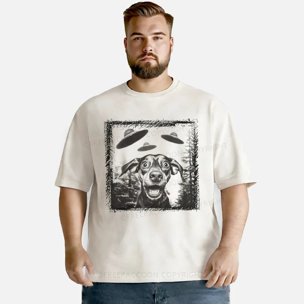 Vintage When Ufos Meet Dog Washed T-Shirt