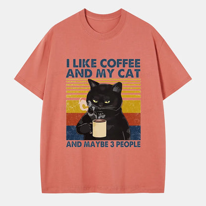 Vintage I Like Coffee And My Cat And Maybe 3 People Classic T-Shirt