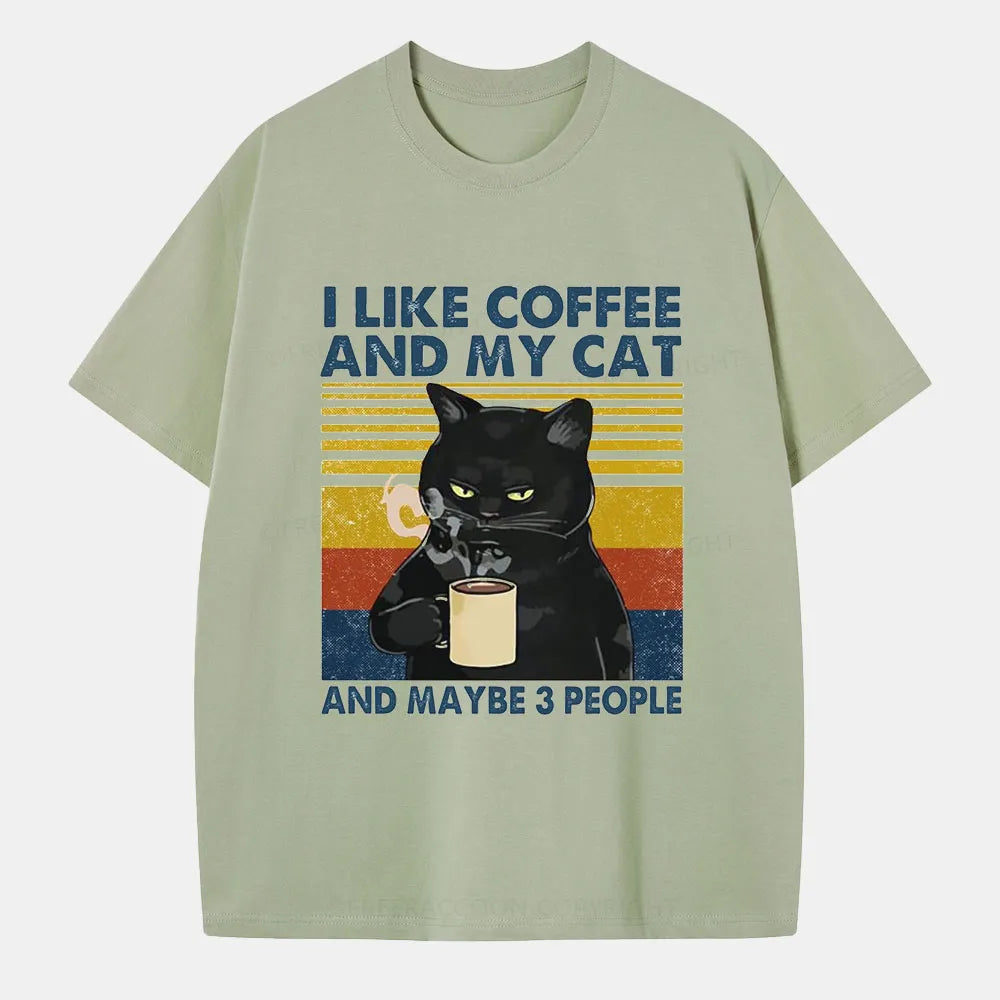 Vintage I Like Coffee And My Cat And Maybe 3 People Classic T-Shirt