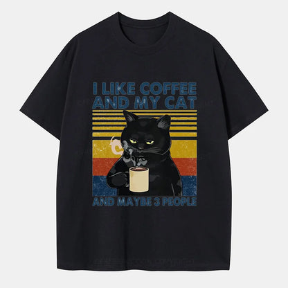 Vintage I Like Coffee And My Cat And Maybe 3 People Classic T-Shirt