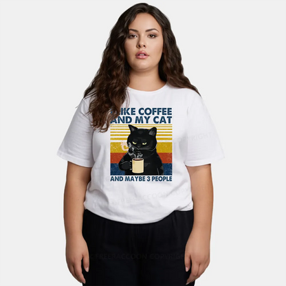 Vintage I Like Coffee And My Cat And Maybe 3 People Classic T-Shirt