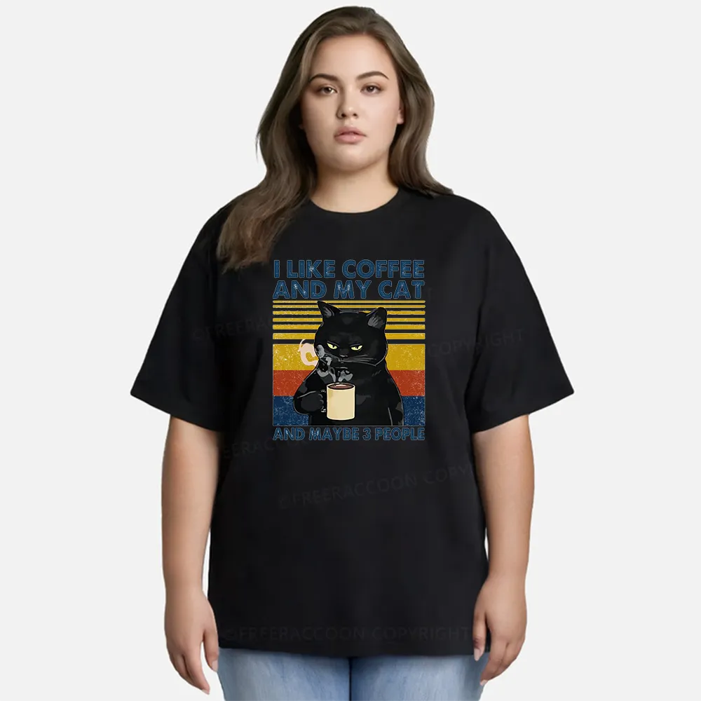 Vintage I Like Coffee And My Cat And Maybe 3 People Classic T-Shirt