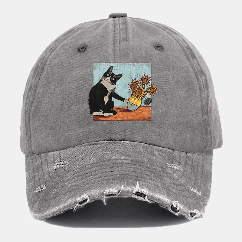 Vintage Oops! Cat'S Play Ripped Washed Cap